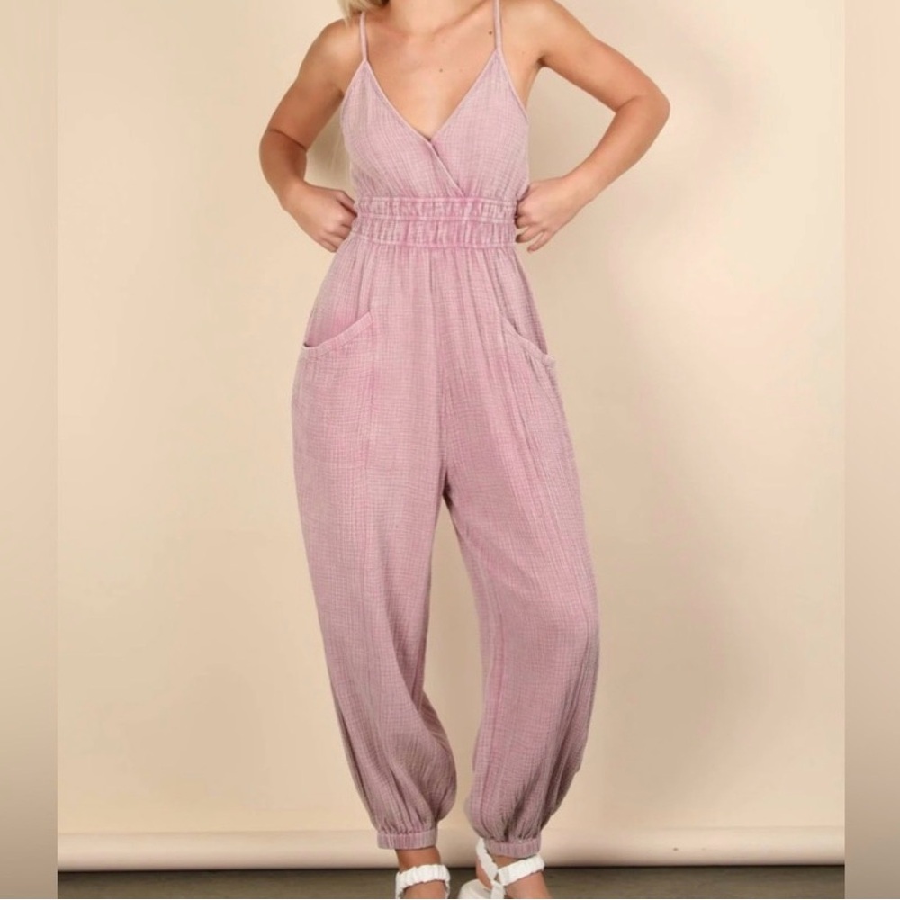 Very J (new me) acid wash Sleeveless Jumpsuit NWT